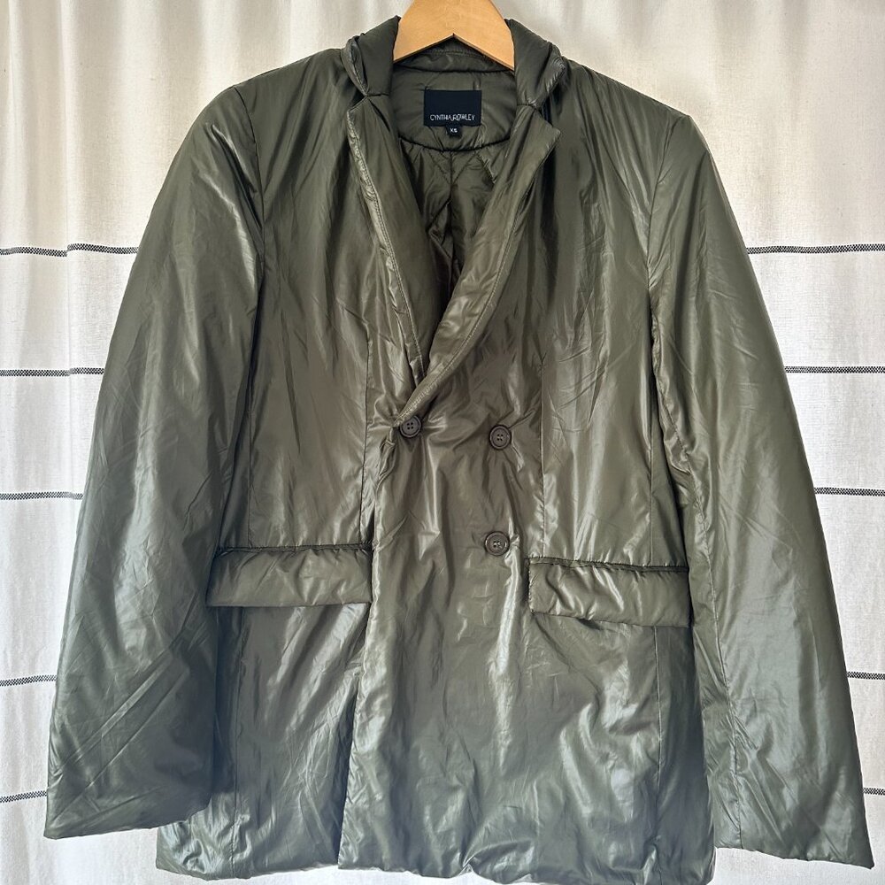 New $425 Womens Cynthia Rowley Padded Double Breasted Dark Green Jacket Size:XS
